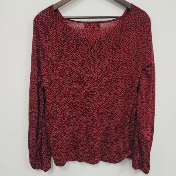 Michael Kors Women‎ Speckled Cowl Neck Top Size 2X Red Lyocell Career Office - Picture 2 of 9